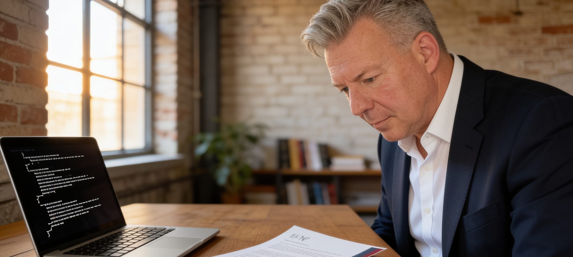Lebenslauf-Check: René Winkler vergleicht den Rohtext auf dem Bildschirm mit dem gestalteten Ausdruck – der 30-Sekunden-Test für ATS-Lesbarkeit